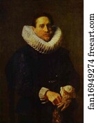 Gloves Art Print - Portrait Of A Gentleman, Putting On His Gloves