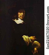 Tall Art Print - Portrait Of A Gentleman With A Tall Hat And Gloves