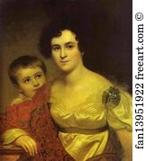 1814 Oil On Canvas The Tretyakov Gallery Art Print - Portrait Of A. I. Molchanova With Daughter