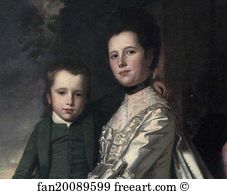 1275 Art Print - Portrait Of A Lady And A Child. Detail