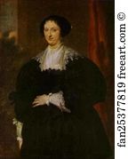 Black Dress Art Print - Portrait Of A Lady Dressed In Black, Before A Red Curtain