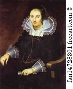 Portrait Of A Lady With A Fan Art Print - Portrait Of A Lady With A Fan