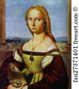 Portrait Of A Lady Art Print - Portrait Of A Lady With A Unicorn