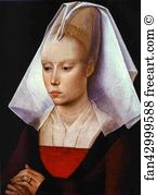 C 1465 Oil On Panel Art Print - Portrait Of A Lady