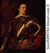Armor Art Print - Portrait Of A Man In Gilt Armor