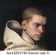 C 1556 Oil On Canvas Private Collection Art Print - Portrait Of A Monk. Detail