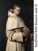 C 1556 Oil On Canvas Private Collection Art Print - Portrait Of A Monk
