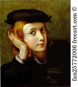 Oil On Wood Louvre Art Print - Portrait Of A Young Man
