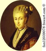 1775 Oil On Canvas The Russian Museum Art Print - Portrait Of A Young Woman In A Red Dress