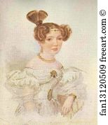 Pasted Art Print - Portrait Of A Young Woman In White