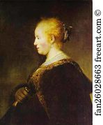 Woman With Fans Art Print - Portrait Of A Young Woman With The Fan