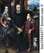 1557 Art Print - Portrait Of Amilcare, Minerva And Asdrubale Anguissola