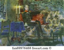 Mikhail Vrubel Art Print - Portrait Of An Officer (Pechorin On A Sofa)