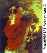 Fruit Basket Art Print - Portrait Of An Unknown Woman With Fruit Basket