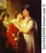 1799 Oil On Canvas The Russian Museum Art Print - Portrait Of Anna Muravyova-Apostol (1770s-1810) With Her Son Mathew (1793-1886) And Her Daughter Catherine (1794-1849)