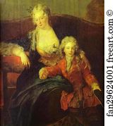 Antoine Pesne Art Print - Portrait Of Baron Von Erlach With His Family. Detail