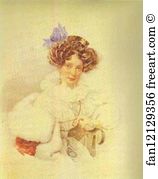 1830 Watercolor Art Print - Portrait Of Catherine Bakunina