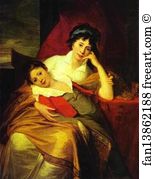 Laurent Art Print - Portrait Of Catherine Muravyova (1771-1848) With Her Son Nikita Muravyov (1796-1866)