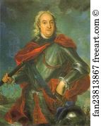 Johann Gottfried Tannauer Art Print - Portrait Of Count Fedor Apraksin