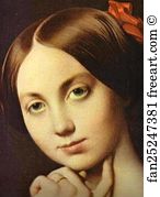 1845 Oil On Canvas Frick Collection Art Print - Portrait Of Countess D'haussonville. Detail