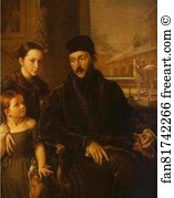 Governess Art Print - Portrait Of D. P. Voyeikov With His Daughter And The Governess Miss Sorock