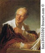 Oil On Canvas 82 X 65 Cm Louvre Art Print - Portrait Of Diderot