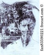Doctor Art Print - Portrait Of Doctor Fiodor Usoltsev With An Icon In The Background