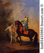 Petrovna Art Print - Portrait Of Empress Elizaveta Petrovna On Horseback Followed By An Arab Boy
