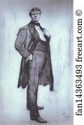 1905 Charcoal Art Print - Portrait Of Fedor Shalyapin