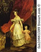 Karl Brulloff Art Print - Portrait Of Grand Duchess Elena Pavlovna And Her Daughter Maria