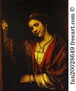 Hendrickje Art Print - Portrait Of Hendrickje At Window