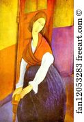 Portrait Of Jeanne Hébuterne 1898 1920 Art Print - Portrait Of Jeanne Hébuterne (1898 -1920), Common-Law Wife Of Amedeo Modigliani