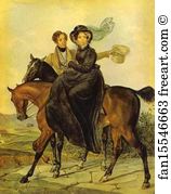 Colour Art Print - Portrait Of K. A. And M. Ya. Narishkin