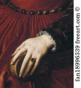 Portrait Of Lucrezia Panciatichi Detail Art Print - Portrait Of Lucrezia Panciatichi. Detail