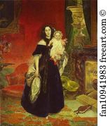 1840 Oil On Canvas The Tretyakov Gallery Art Print - Portrait Of M. A. Beck And Her Daughter M. I. Beck