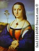 C 1506 Oil On Panel Palazzo Pitti Art Print - Portrait Of Maddalena Doni
