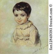 1820 Watercolor On Paper The Tretyakov Gallery Art Print - Portrait Of Maria Kikina As A Child
