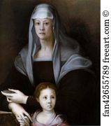 Salviati Art Print - Portrait Of Maria Salviati With Giulia De' Medici