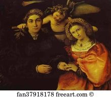 1523 Oil On Canvas Museo Del Prado Art Print - Portrait Of Messer Marsilio And His Wife