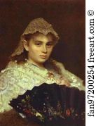 Oil On Canvas The Perm Art Gallery Art Print - Portrait Of O. Rophtopulo (Girl With A Fan)