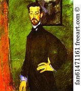Alexandre Art Print - Portrait Of Paul Alexandre Against A Green Background