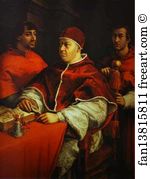 Rossi Art Print - Portrait Of Pope Leo X With Cardinals Giulio De' Medici And Luigi De' Rossi