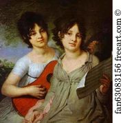 Vladimir Borovikovsky Art Print - Portrait Of Princess A. G. Gagarina And Princess V. G. Gagarina