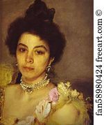 Valentin Serov Art Print - Portrait Of Sophia Botkina. Detail