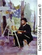 Vasily Surikov Art Print - Portrait Of The Artist I. S. Ostroukhov At Work