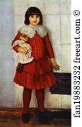 Portrait Of The Artist Vasily Surikov Art Print - Portrait Of The Artist's Daughter, Olya