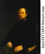 1872 Oil On Canvas The Russian Museum Art Print - Portrait Of The Author Mikhail Saltykov-Shchedrin