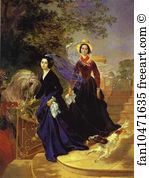 1839 Oil On Canvas The Russian Museum Art Print - Portrait Of The Shishmariov Sisters