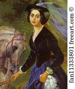 1839 Oil On Canvas The Russian Museum Art Print - Portrait Of The Shishmariov Sisters. Detail