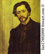 Writing Art Print - Portrait Of The Writer Leonid Andreev